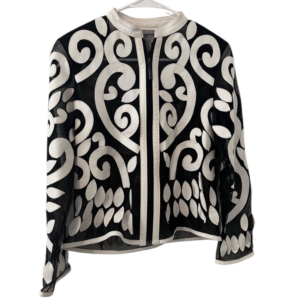 Natto White Leather Leaf Jacket Size Small